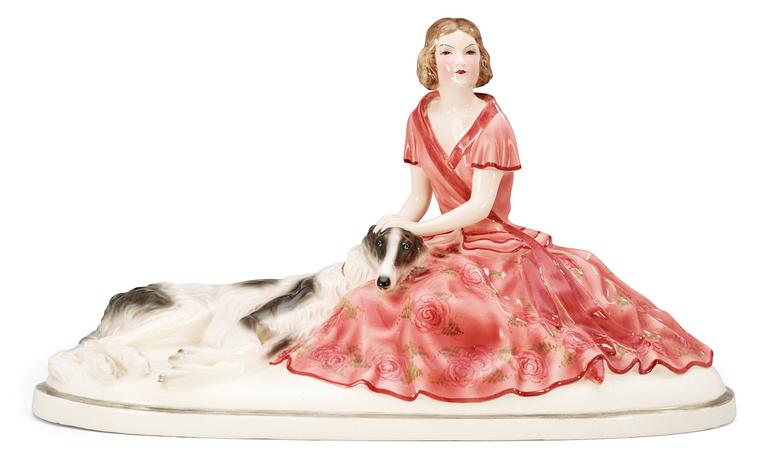 A Josef Lorenzl creamware figure, Goldscheider, Vienna 1930's.