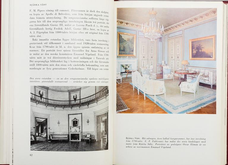 A set18 books about swedish castles and mansions, published by Allhems förlag in Malmö, second half of the 20th century.