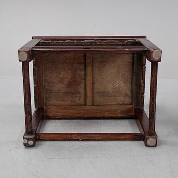 A pair of Chinese hardwood armchairs, presumably late Qing dynasty 19th century.