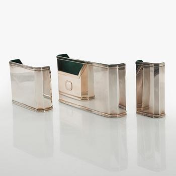 A set of three silver letter/pen holders, Italy, second half of the 20th century.