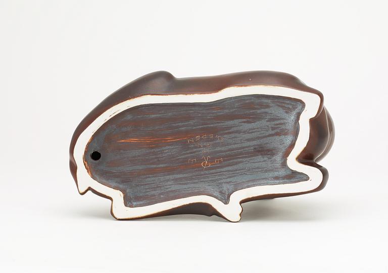 A Gunnar Nylund stoneware figure of a deer, Rörstrand.