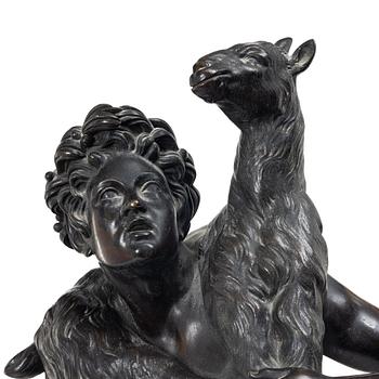 Sculpture, bronze. Faun with lamb. After a Roman model, 20th century.