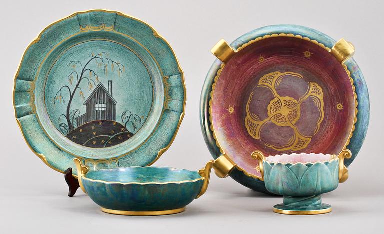PARTI FLINTGODS, 4 delar, Josef Ekberg, Gustavsberg, 1900-talets första hälft.