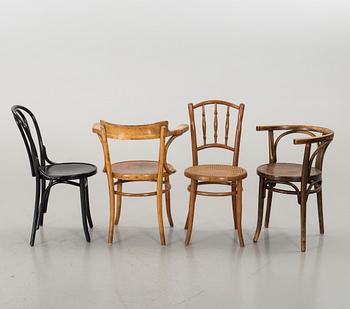 A SET OF 6 DIFFERENT THONET STYLE CHAIRS, 20th century.