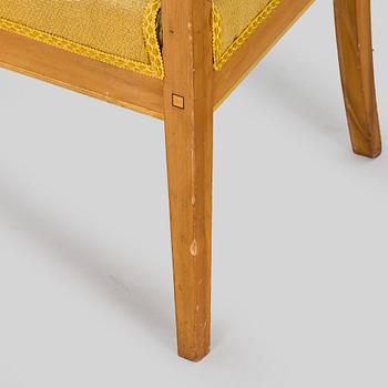 Fåtöljer, ett par och stolar, 4 st, tidigt 1900-tal.