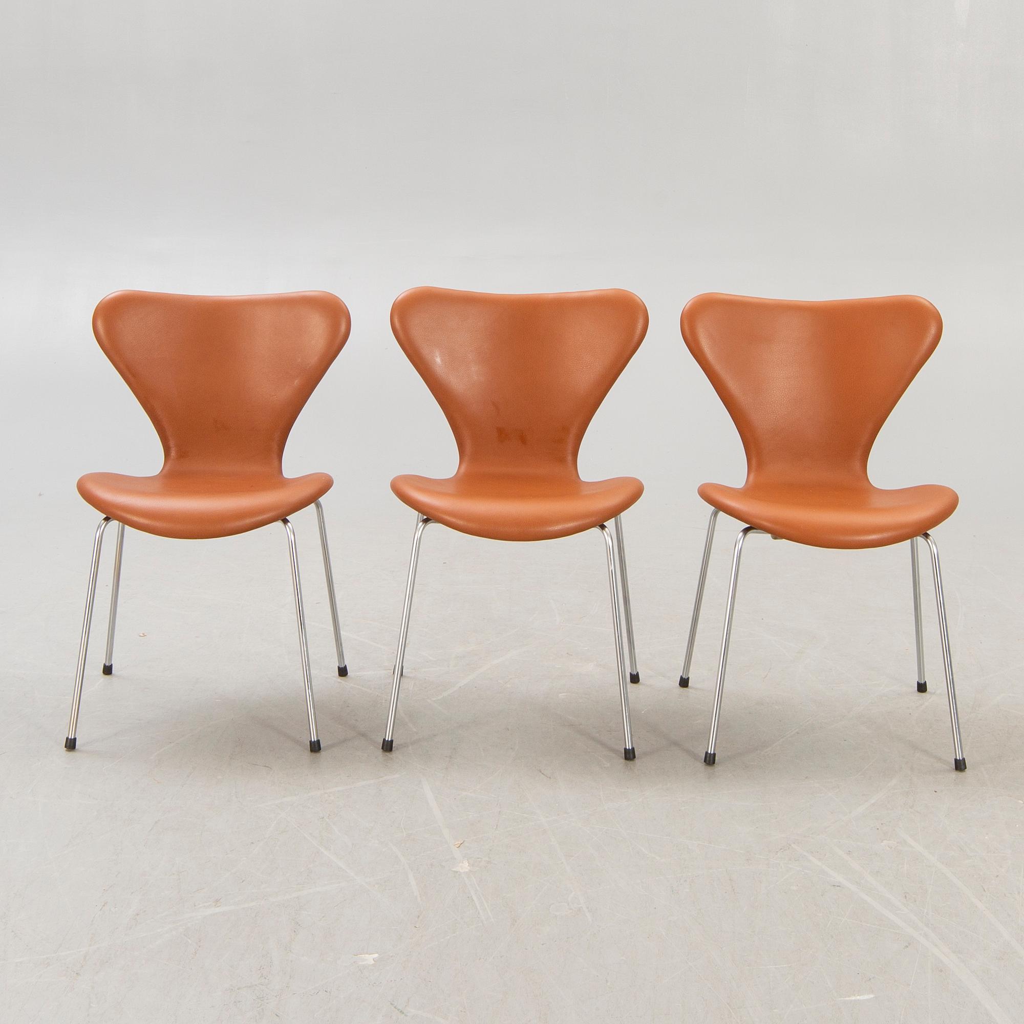 Arne Jacobsen, stolar 6 st "Sjuan" för Fritz Hansen Danmark 1900-talets senare del.