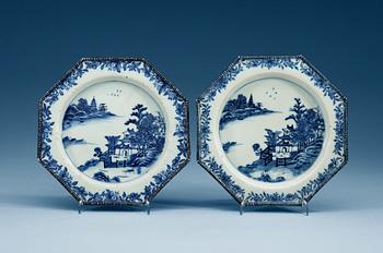 1708. A pair of blue and white coasters, Qing dynasty, Qianlong (1736-95).