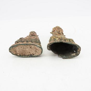 Buddha, 2 pieces, Southeast Asia, circa 1900.