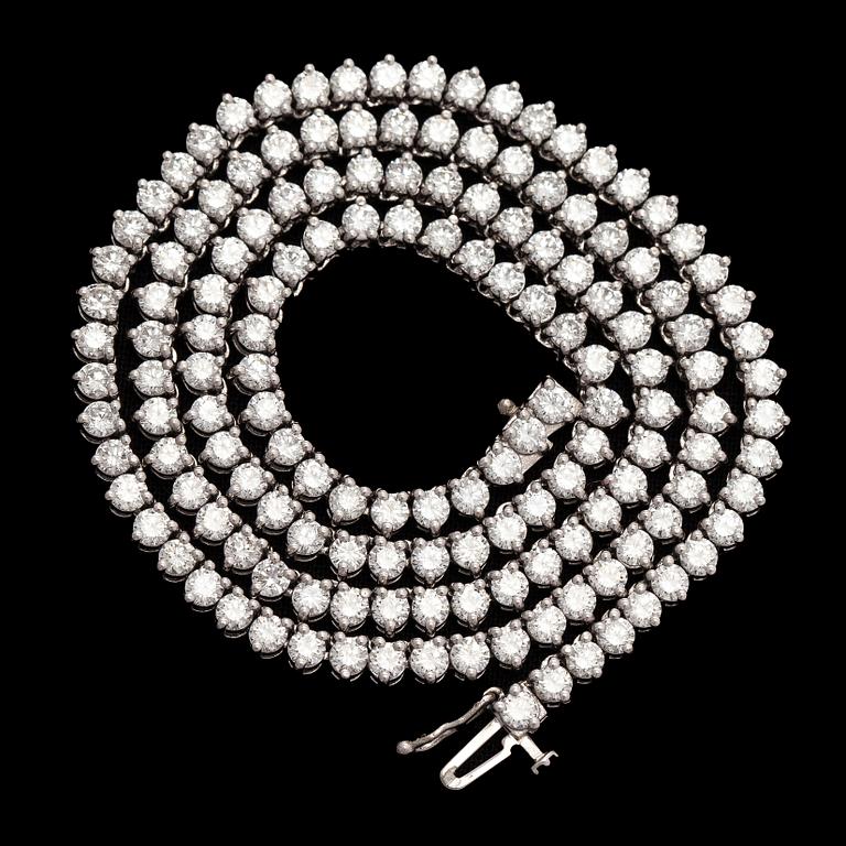 Kaulakoru, 18K valkokultaa ja briljanttihiottuja timantteja.