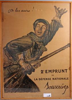 AFFISCH, litografisk, "La Defénse Nationale",1916.
