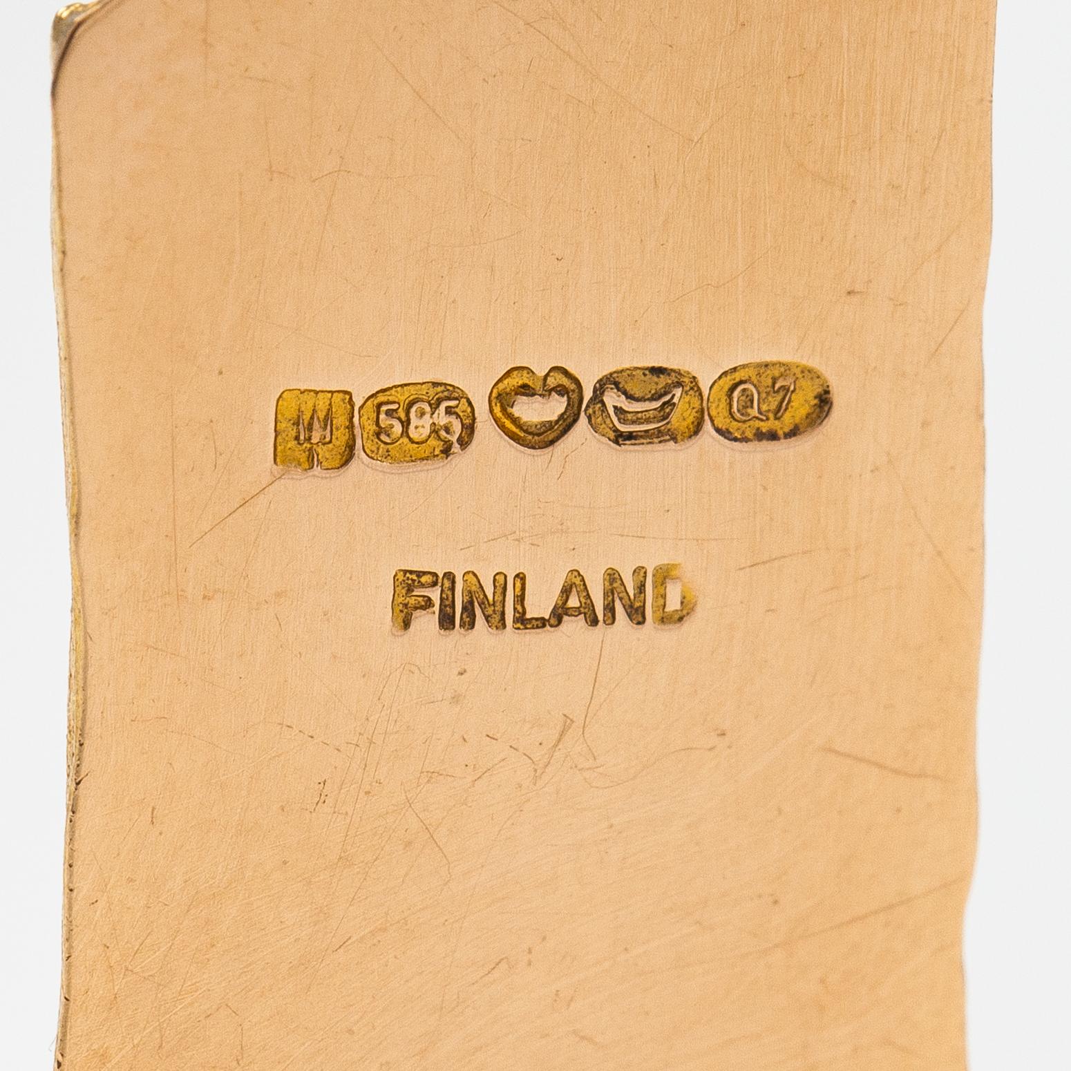 Björn Weckström, "Golden tree", a 14K gold pendant  with mossagates. Lapponia 1969.
