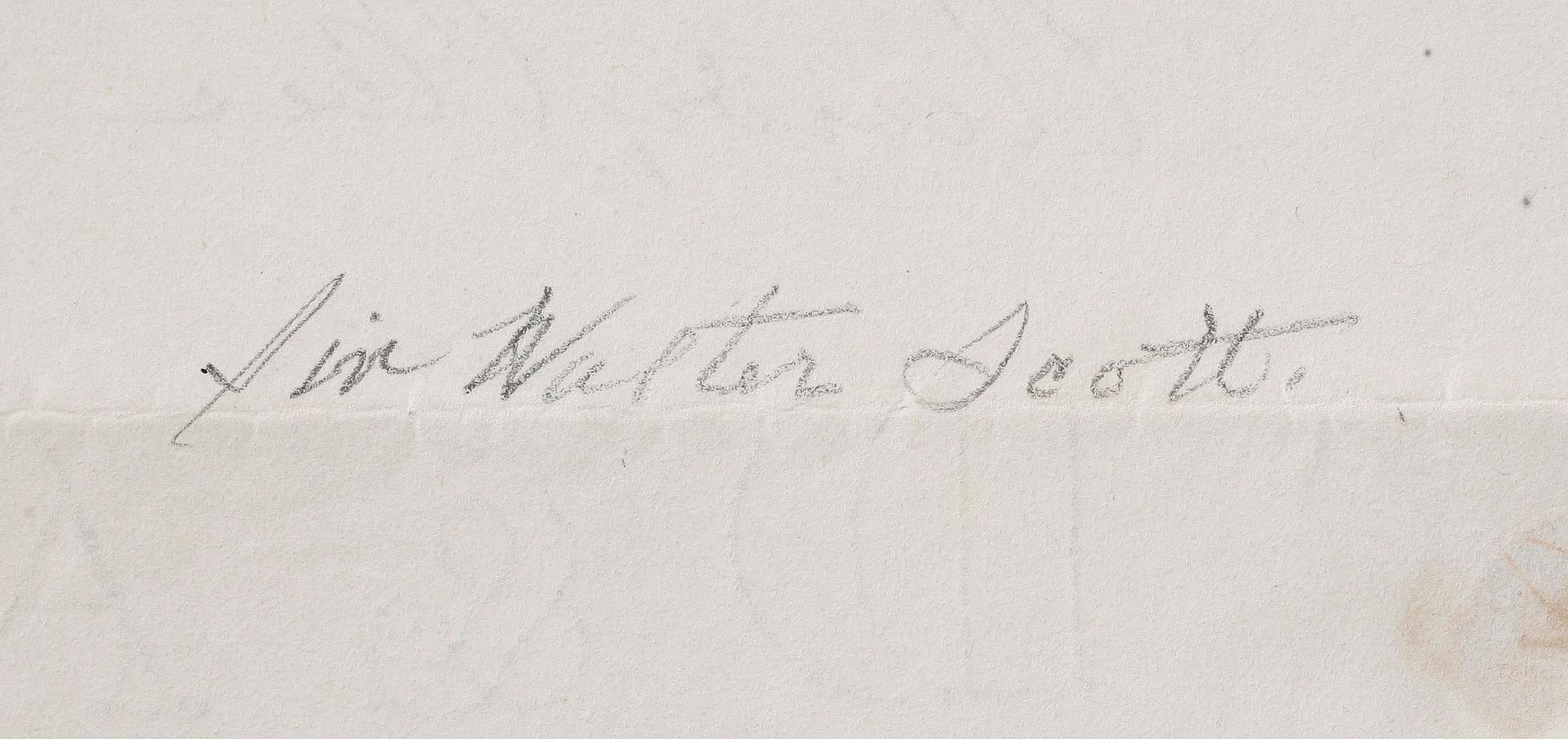 SIR WALTER SCOTT (1771-1832), brev med namnteckning, dat 25 juni, okänt år.