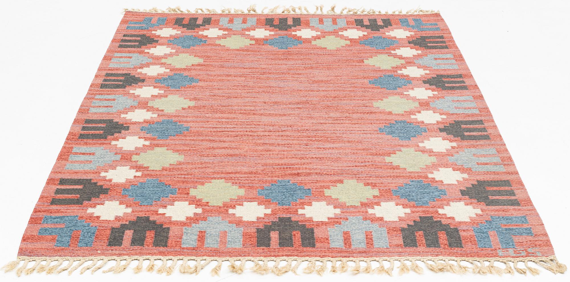 Anna-Greta Sjöqvist, matta, rölakan, ca 200 x 154 signerad AGS.