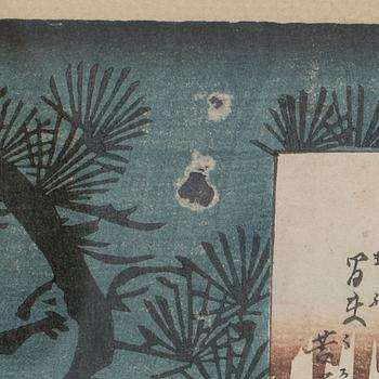 JAPANSKA TRÄSNITT, 3 st, bland annat Utagawa Kunisada II, Japan, 1800-tal.