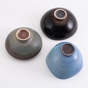 Berndt Friberg, three stoneware bowls, Gustavsberg Studio.