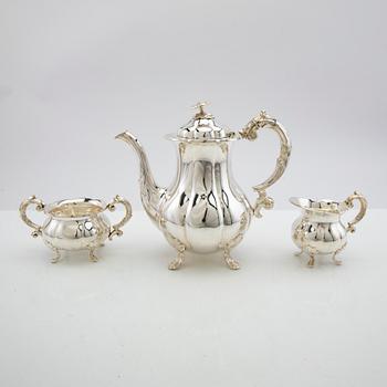 Cohr, coffee service, 3 pieces, silver, Rococo style, Denmark 20th century.