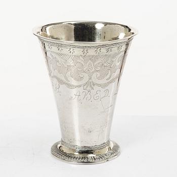 A Swedish Rococo silver beaker, mark of Elias Noreus, Östhammar 1760.