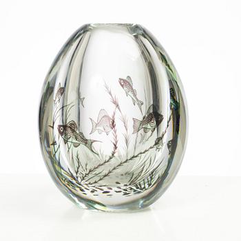 Edward Hald, vas, glas, "fiskgraal", Orrefors, 1900-talet mitt.