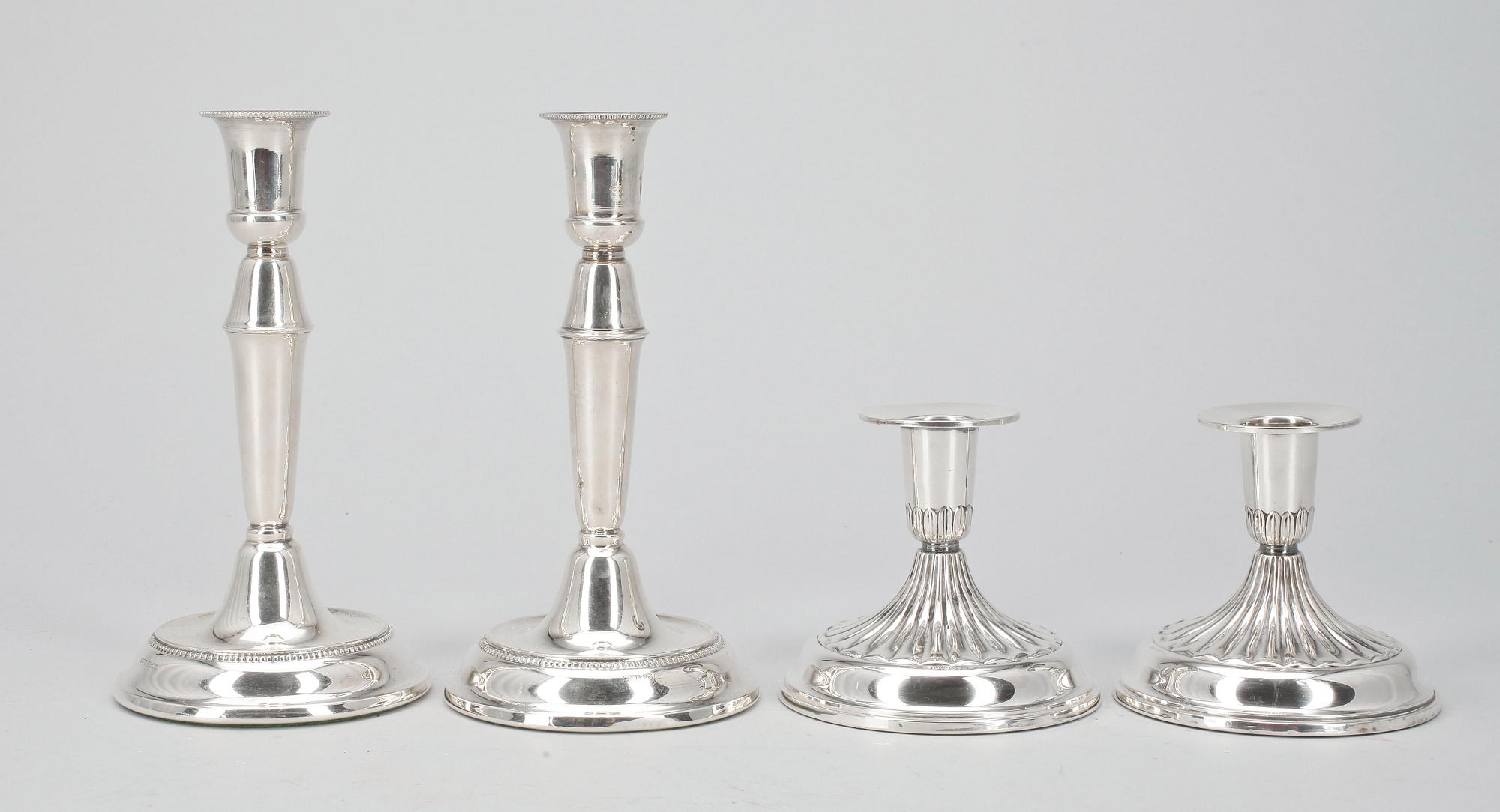 LJUSSTAKAR, 2 par, silver, bla Ceson, Göteborg 1968.