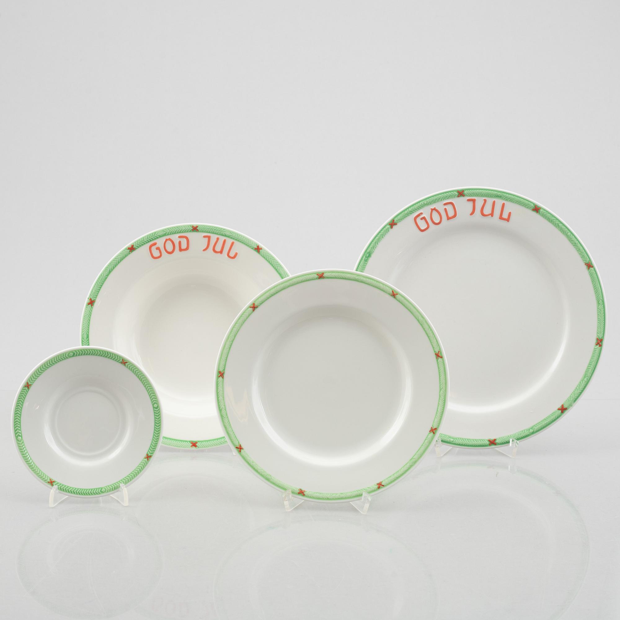 Julservis, 62 delar, porslin, "God Jul", Rörstrand/old Gustavsberg.