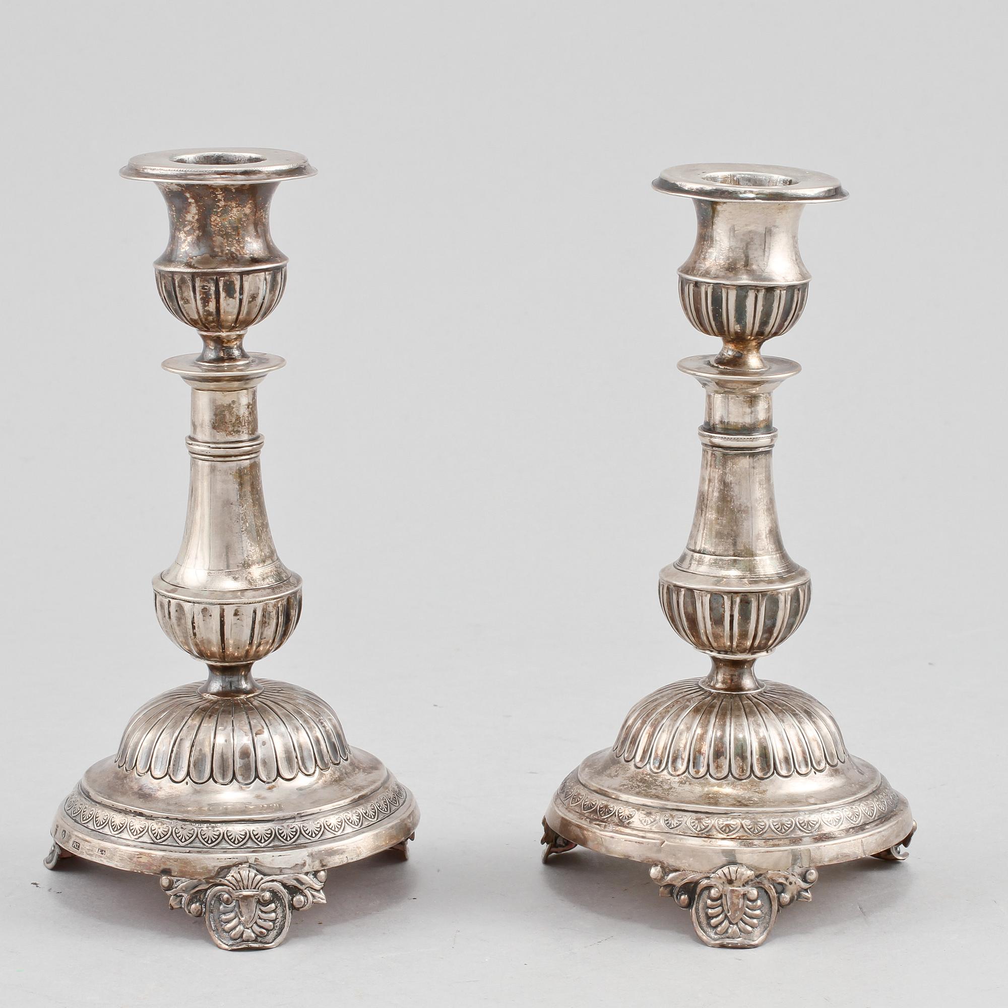 LJUSSTAKAR, ett par, silver, Adam Tillström, Växjö, 1835.