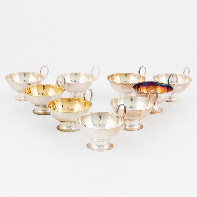 A set of Swedish Silver Punsch Cups (9 pieces).