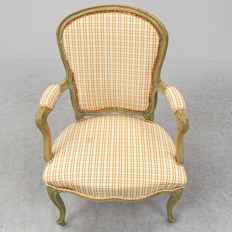 A mid 18th Century rococo armchair.