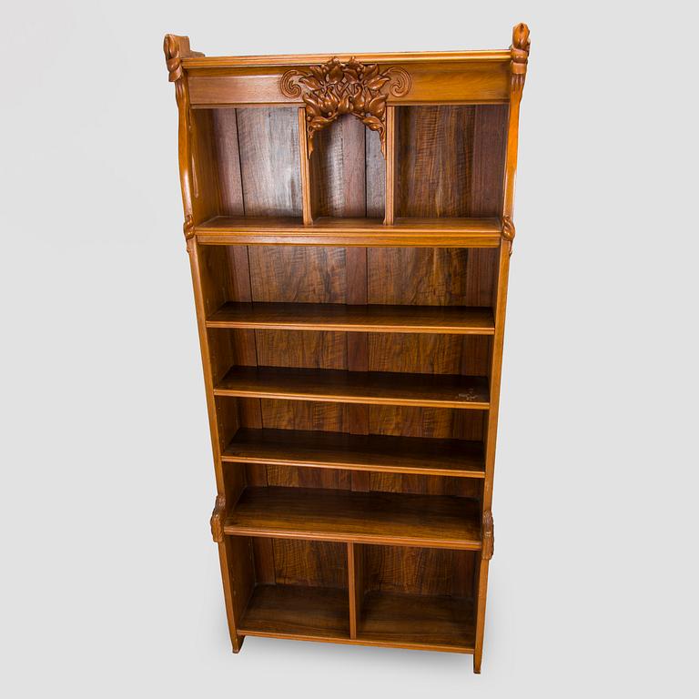 Bokhyllor, 2 st, jugend, Sverige kring år 1900.