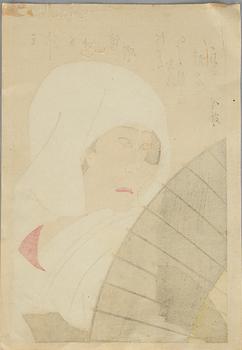 Migita Toshihide, Kabuki actor with a fan.