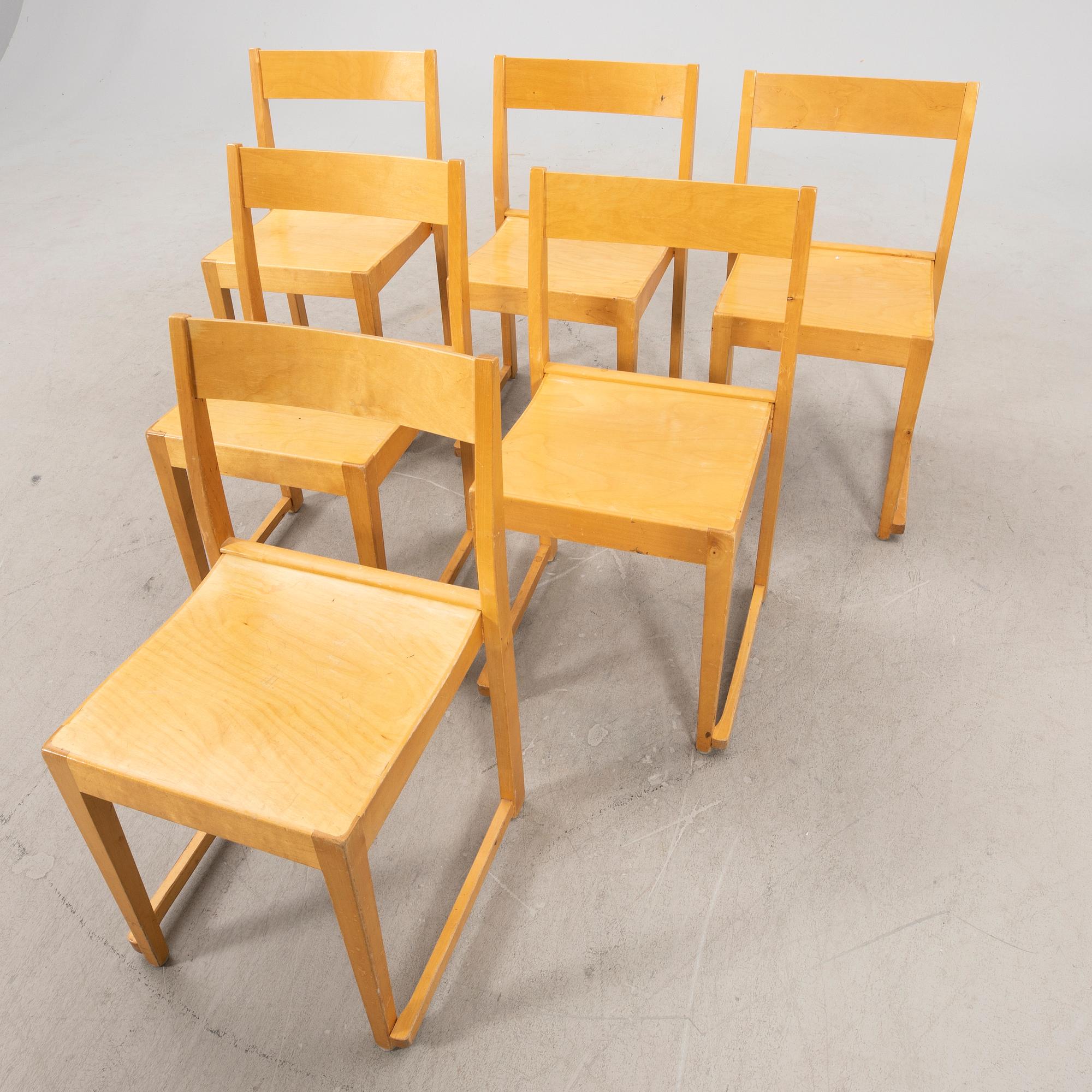 Sven Markelius, a set of stackable birch chairs.