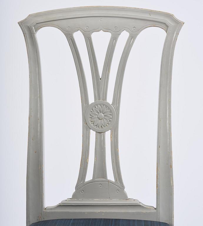 A set of six Gustavian chairs, Stockholm, late 18th century.