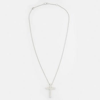 Brilliant cut diamond cross necklace.