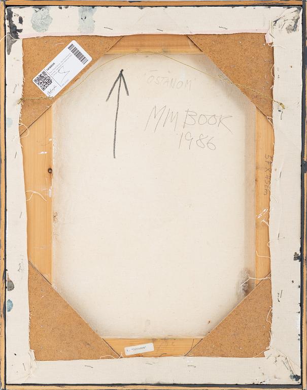 Max Mikael Book, oil/mixed media on canvas, signed and dated 1986 verso.