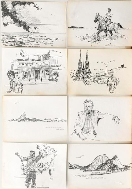 Henrik Tikkanen, teckningar 8 st signerade, några daterade 1977.