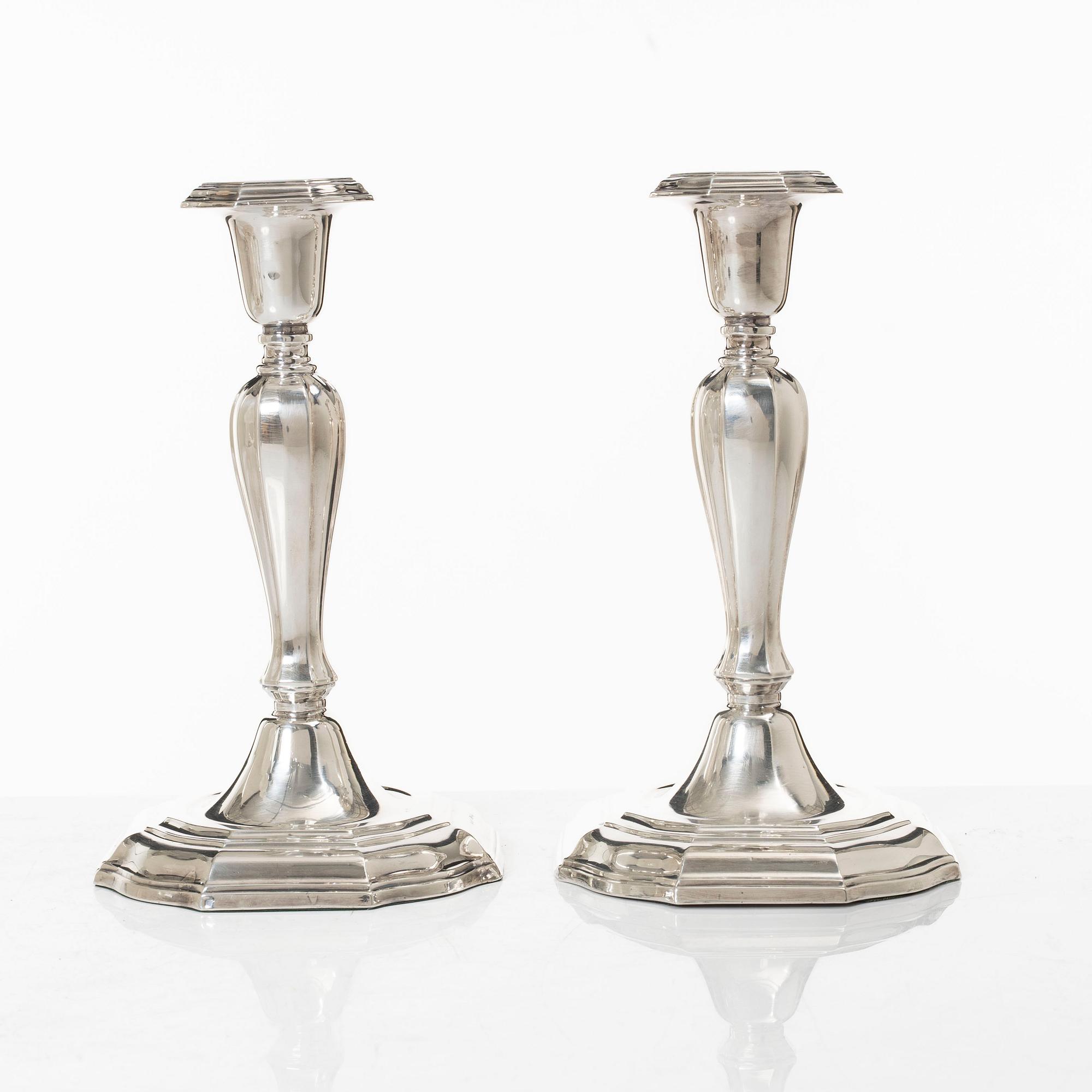 Candelsticks, a pair, silver GAB, Stockholm 1962.