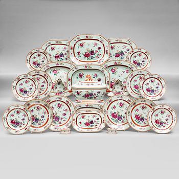 An extensive famille rose dinner service, Qing dynasty, Qianlong (1736-95). (110 pieces).