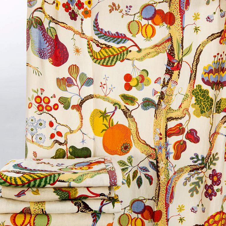 Josef Frank,  gardiner 4 våder 1900-talets andra hälft linne 222x123 cm vardera.