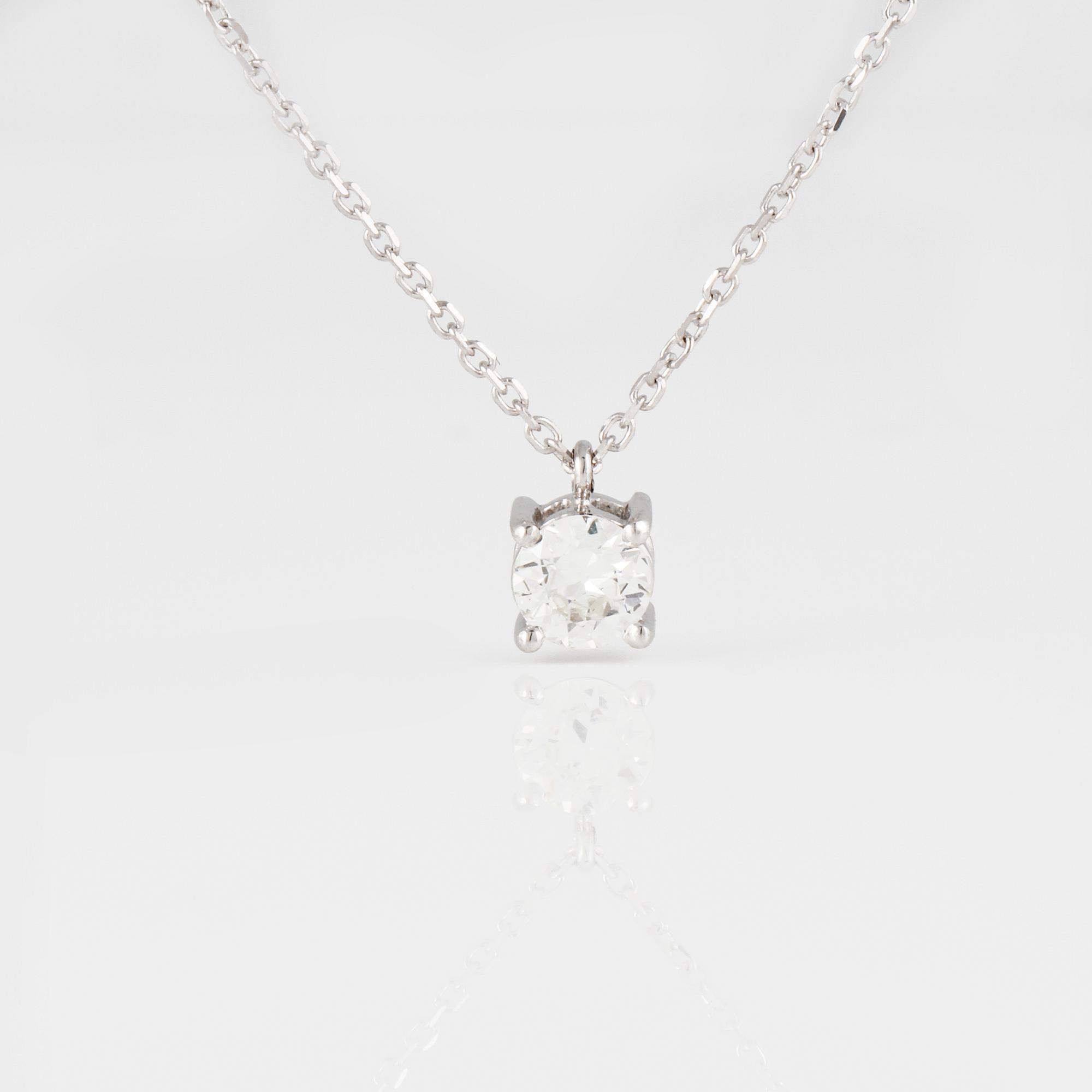 HÄNGE, 18K vitguld med gammalslipad diamant ca 0.40 ct. Vikt 2,2 gram.