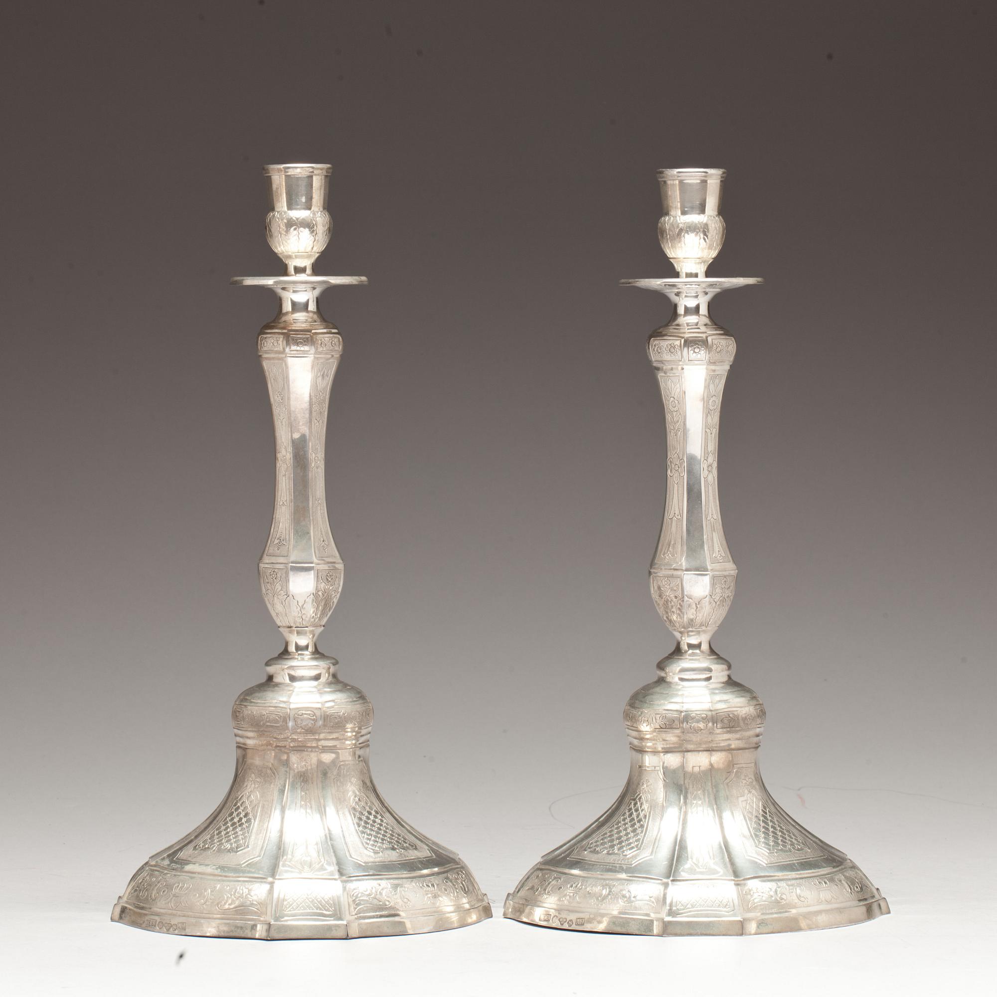 LJUSSTAKAR, ett par, silver. TESI, 1951. Vikt ca 938 g.