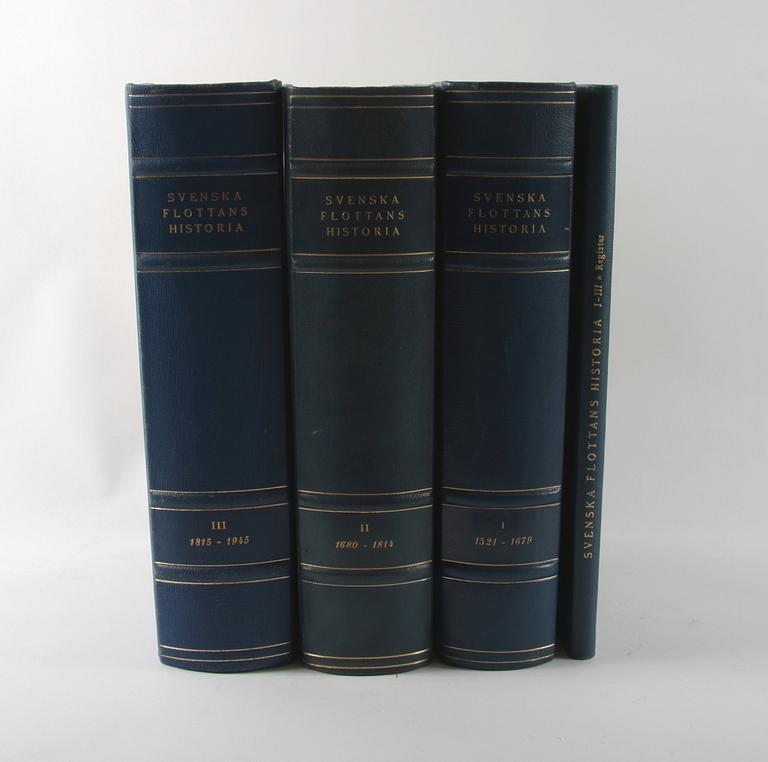 BOK, 4 delar,"Svenska flottans historia". Allhems förlag 1945, Malmö.
