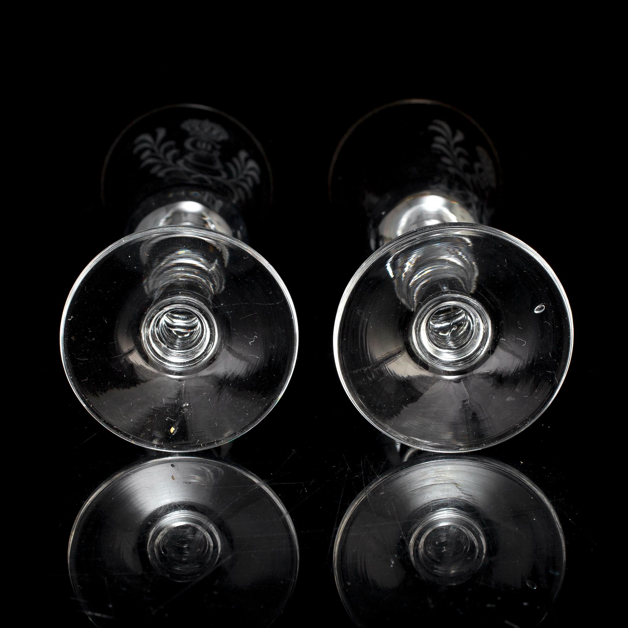 SNAPSGLAS, 10 st, "Gustav III", Reijmyre Glasbruk.