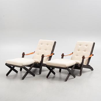 Åke Fribyter, armchairs, a pair with footstools, "Kongo", IKEA, 1970s.