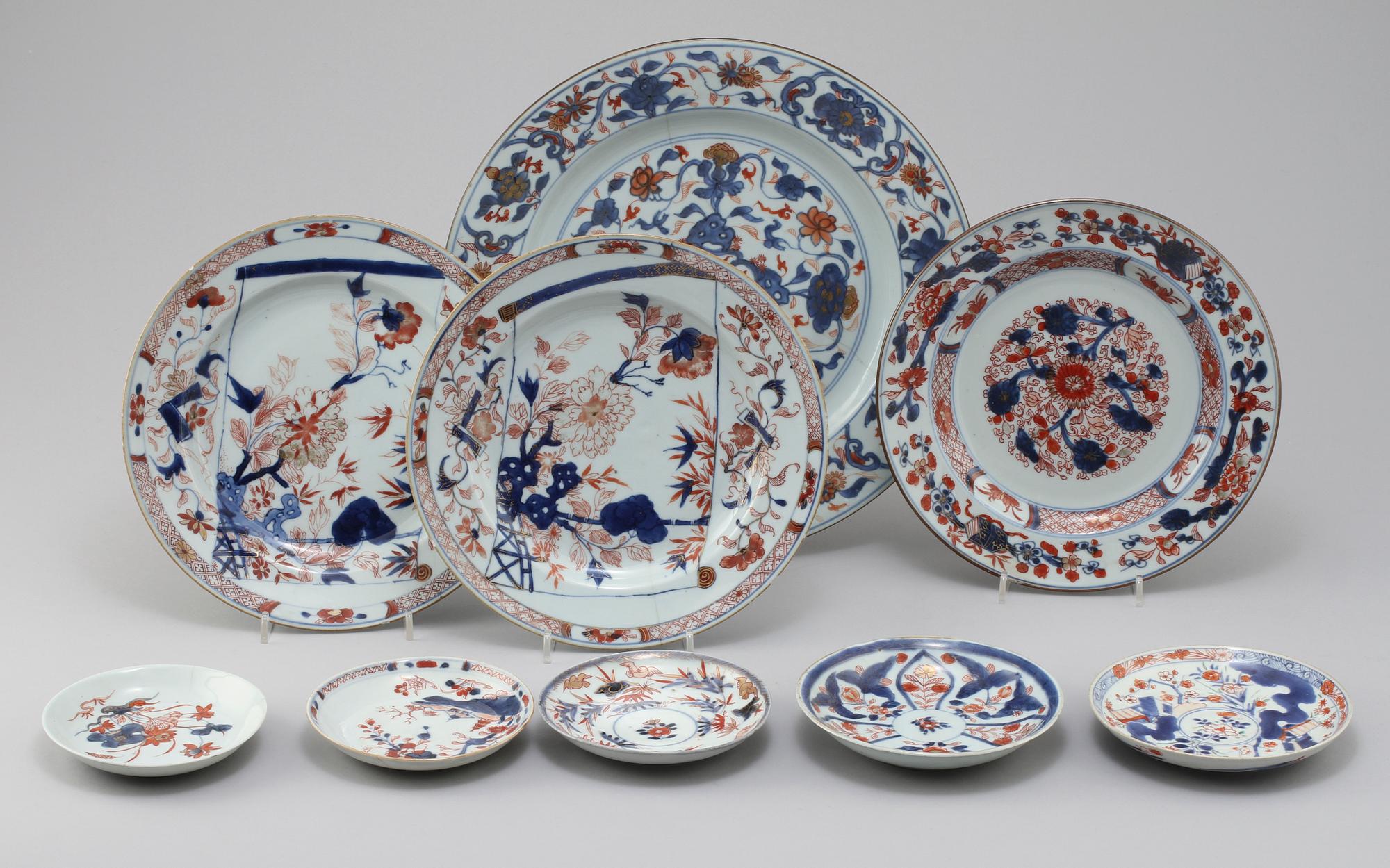 PARTI PORSLIN, 9 delar, porslin, Kina, 1700-tal.