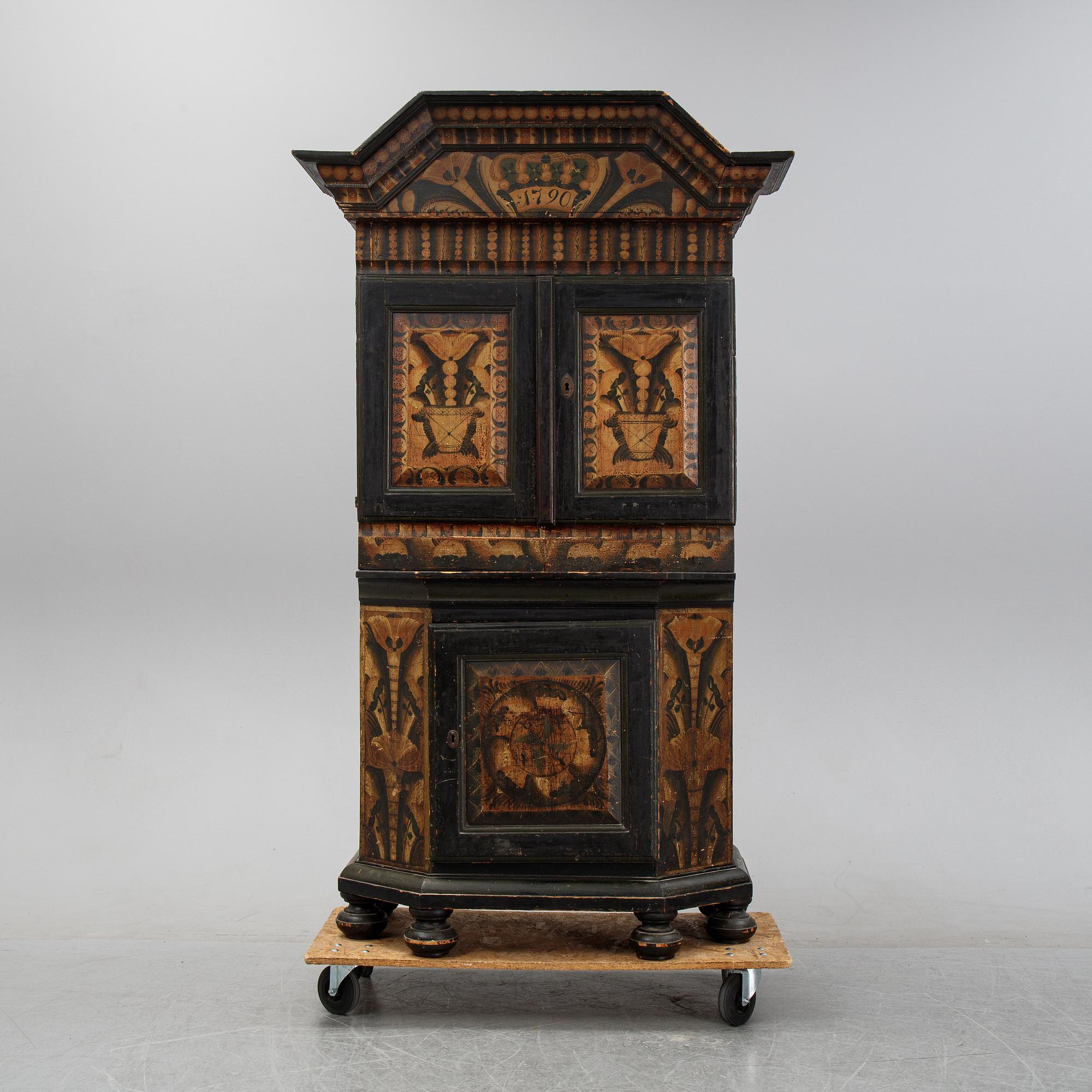 A painted cabinet, Dalarna, Sweden, dated 1790.