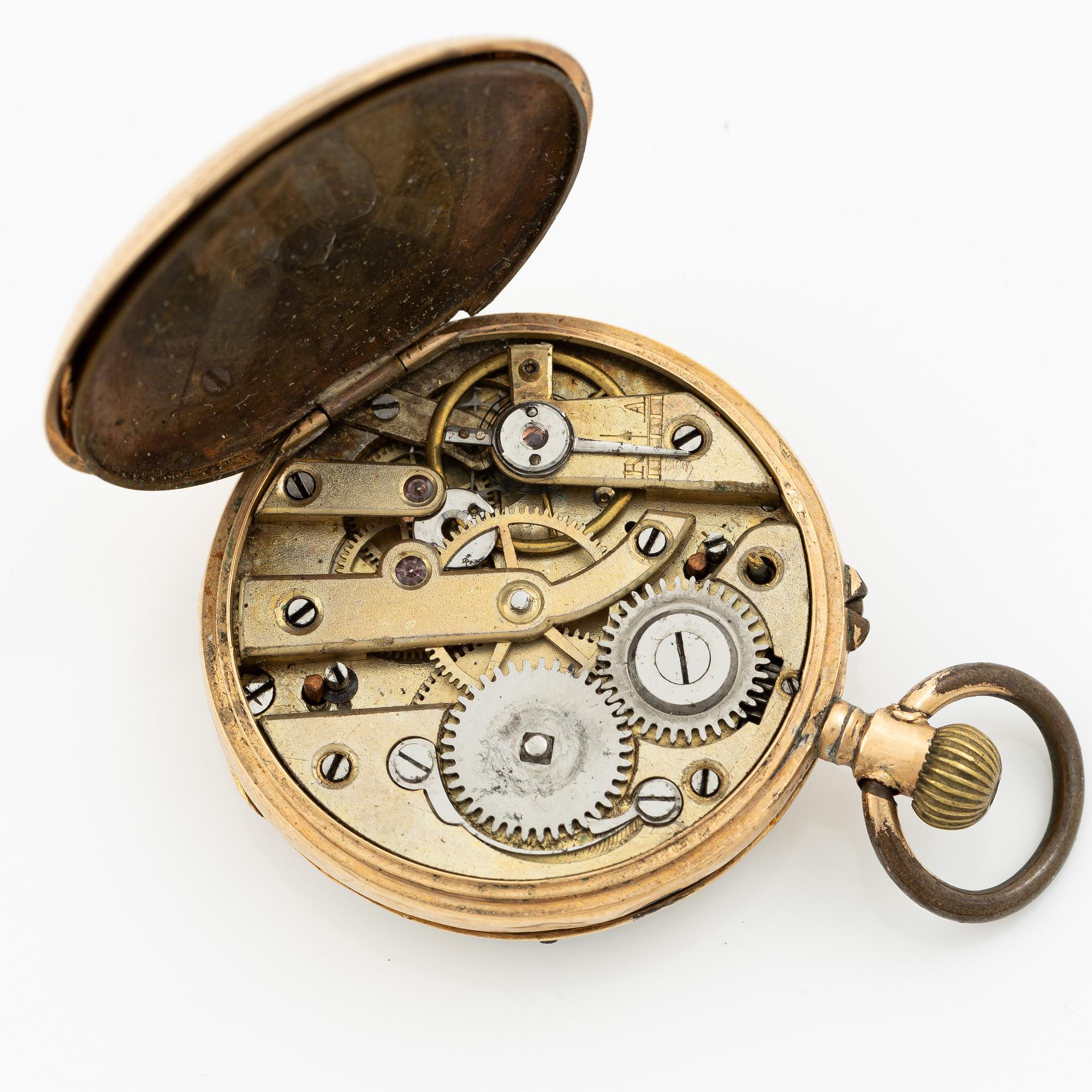 Pocket watch, 14K gold, 31 mm.