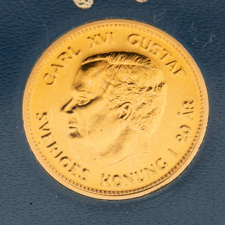 Gold coin, 21.6 carat, King of Sweden for 20 years, “SEK 1,000”, Sveriges Riksbank, 1993.