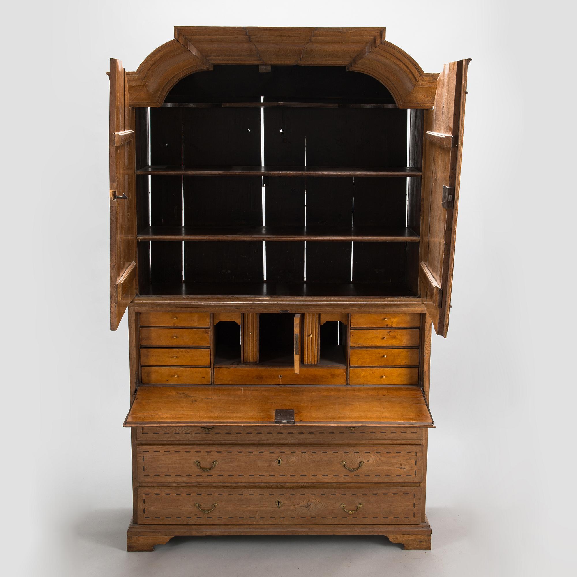 A late Baroque writing cupboard, mid 18th century. Probably Småland, Sweden.