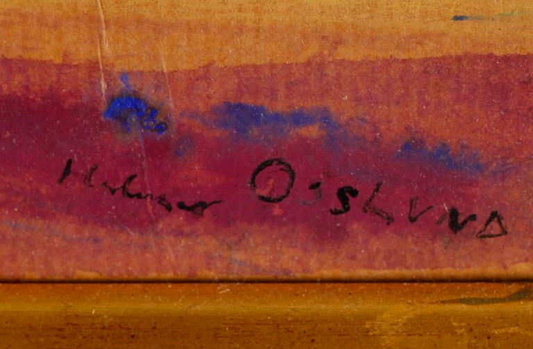 HELMER OSSLUND, gouache på brunt omslagspapper, signerad.