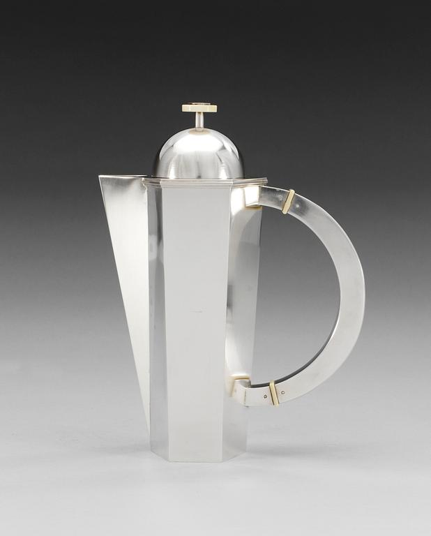 WIWEN NILSSON, kaffeservis med bricka, 4 delar, Lund 1968-71, sterling.