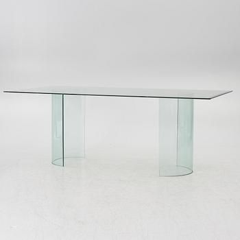 Dining table, glass, contemporary.